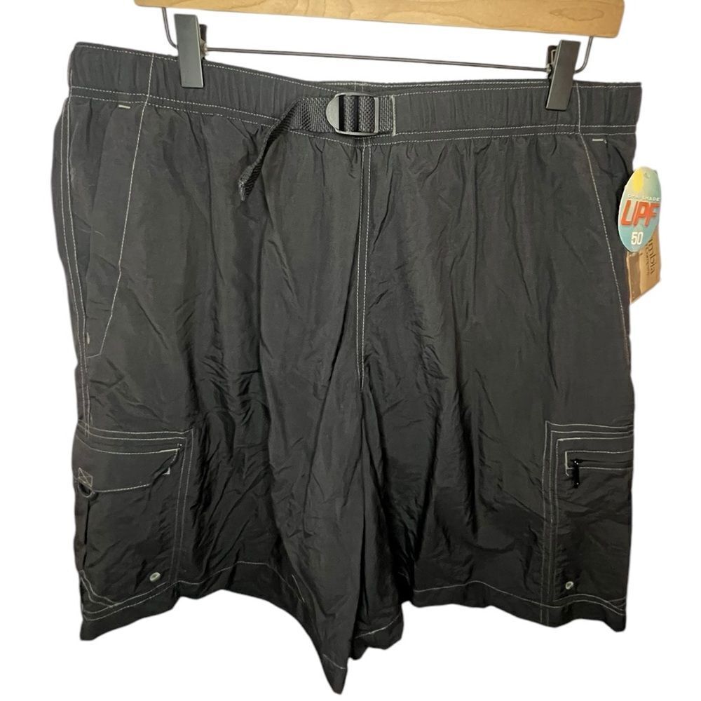 Columbia Men’s Cargo Swim Shorts Omni-Shade UPF 50 Quick-Dry Black L NWT